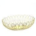 Fashion Design Gold Round Metal Wire Kitchen Fresh Fruit Basket Vegetable Storage Bowl Basket